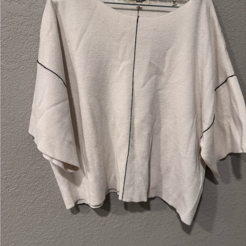 Max Studio ivory oversized batwig sleeve minimalist blouse M